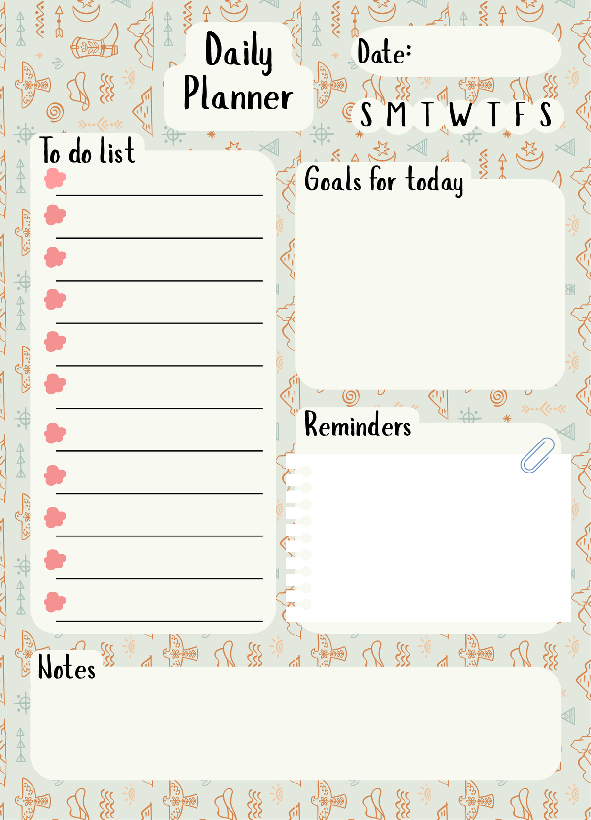 Western Icons Daily Planner Notepad