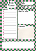 Pink & Green Checkered Daily Planner Notepad