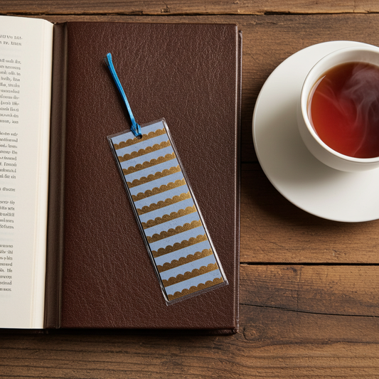 Blue & Gold Scallop Stripe Bookmark