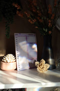 Daily planner notepad 5x7 styled with succulents and flowers – front view