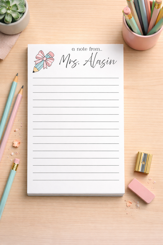 A Note From... Personalized Teacher Tear-Away Notepad