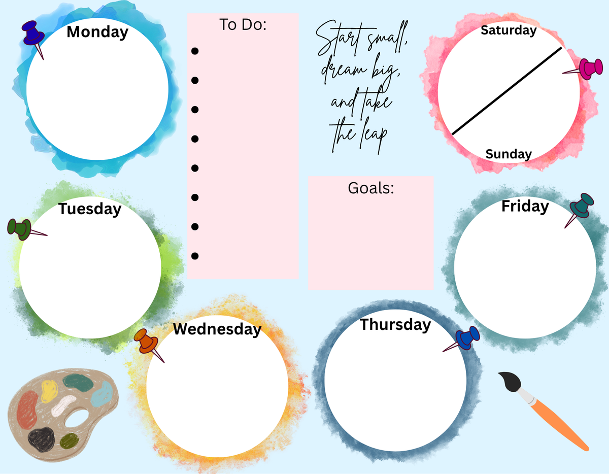 Weekly Planner Pad — Watercolor Edition (Printable PDF, 2 Colorways)