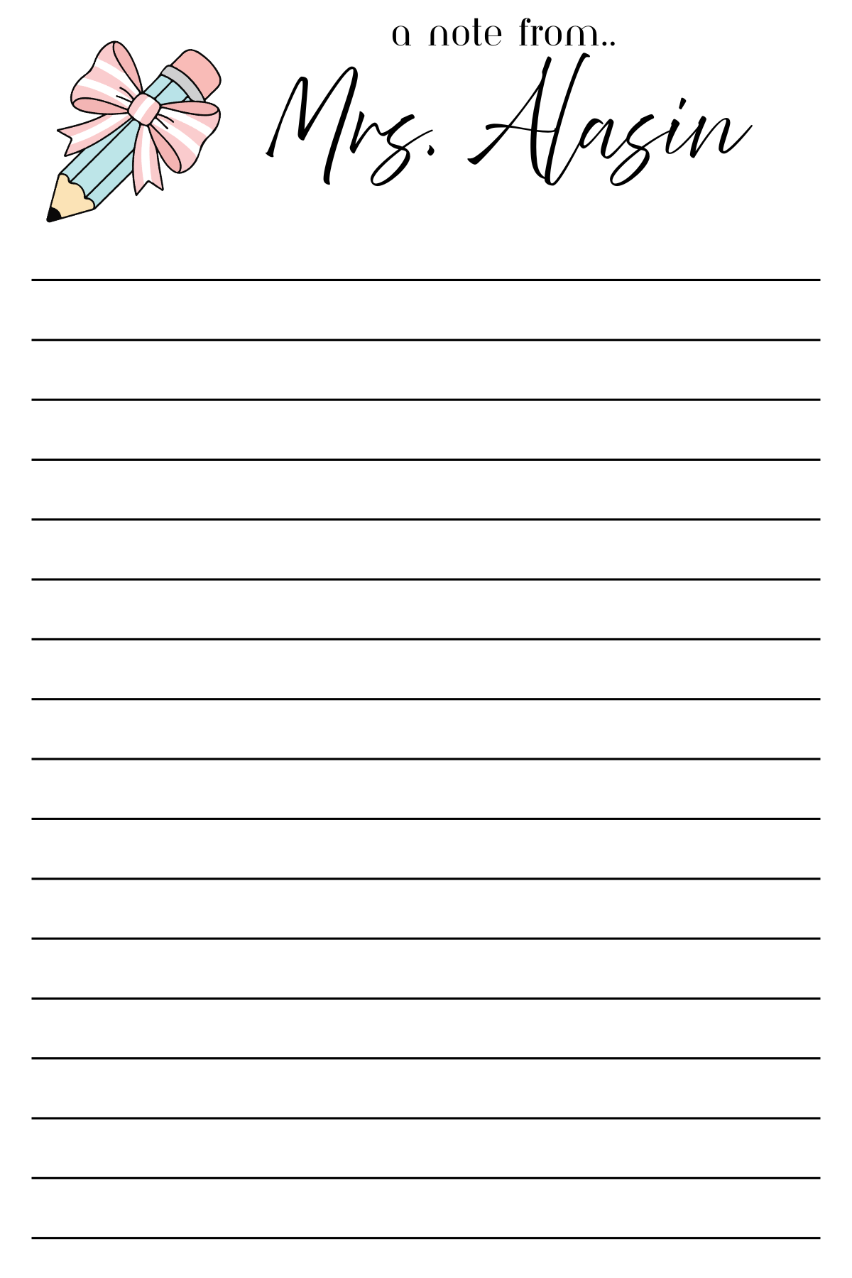 A Note From... Personalized Teacher Tear-Away Notepad