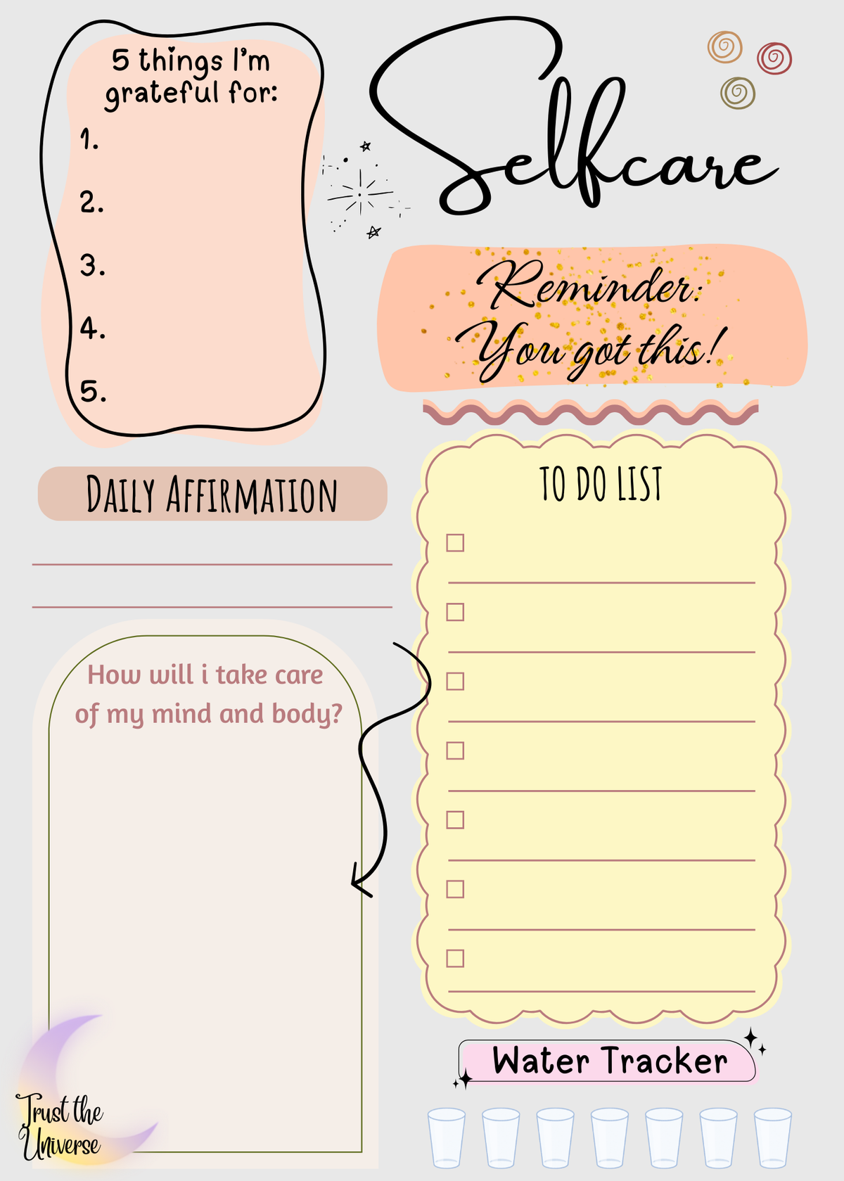 Selfcare Daily Planner Notepad – 5x7 | 30 Pages