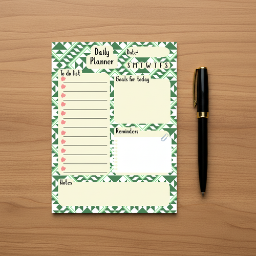 Aztec Daily Planner Notepad Flat Lay