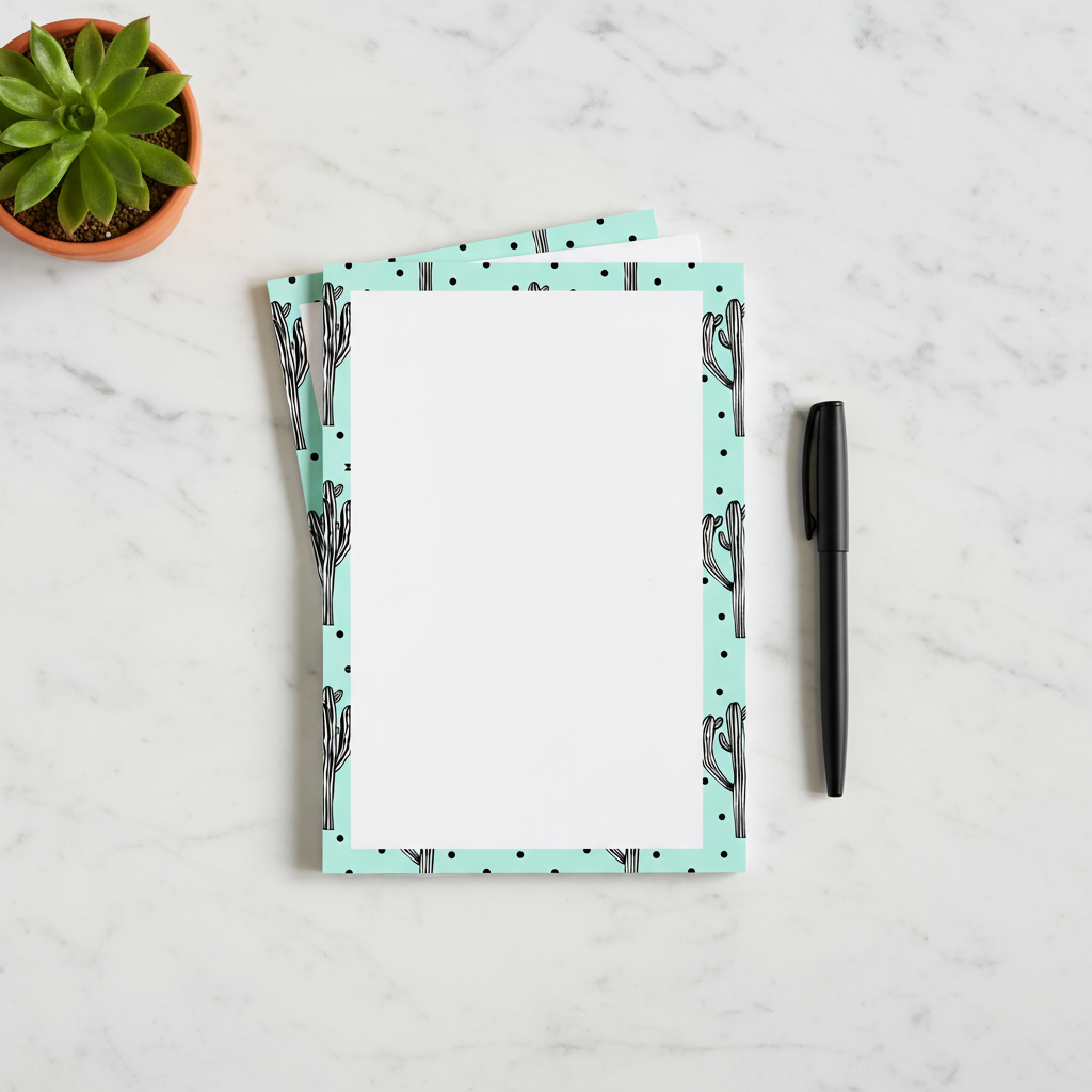 Saguaro Cactus Polka Dot Tear Away Notepad Flat Lay