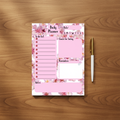 Cherry Blossom Daily Planner Notepad Flat Lay
