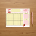 Coquette Monthly Calendar Pad Flat Lay