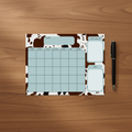 Cow Print Monthly Calendar Pad Flat Lay