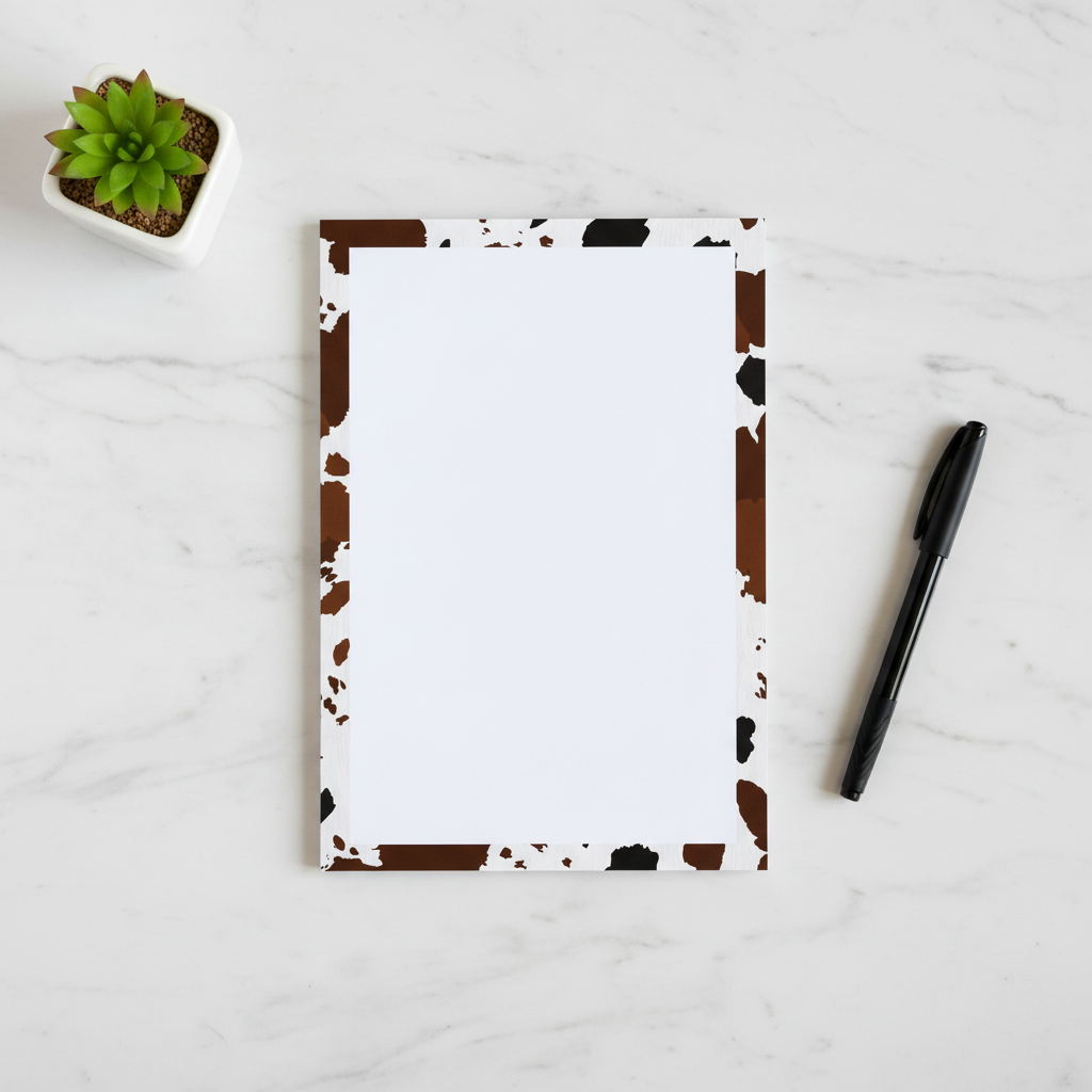 Cow Print Tear Away Notepad Flat Lay