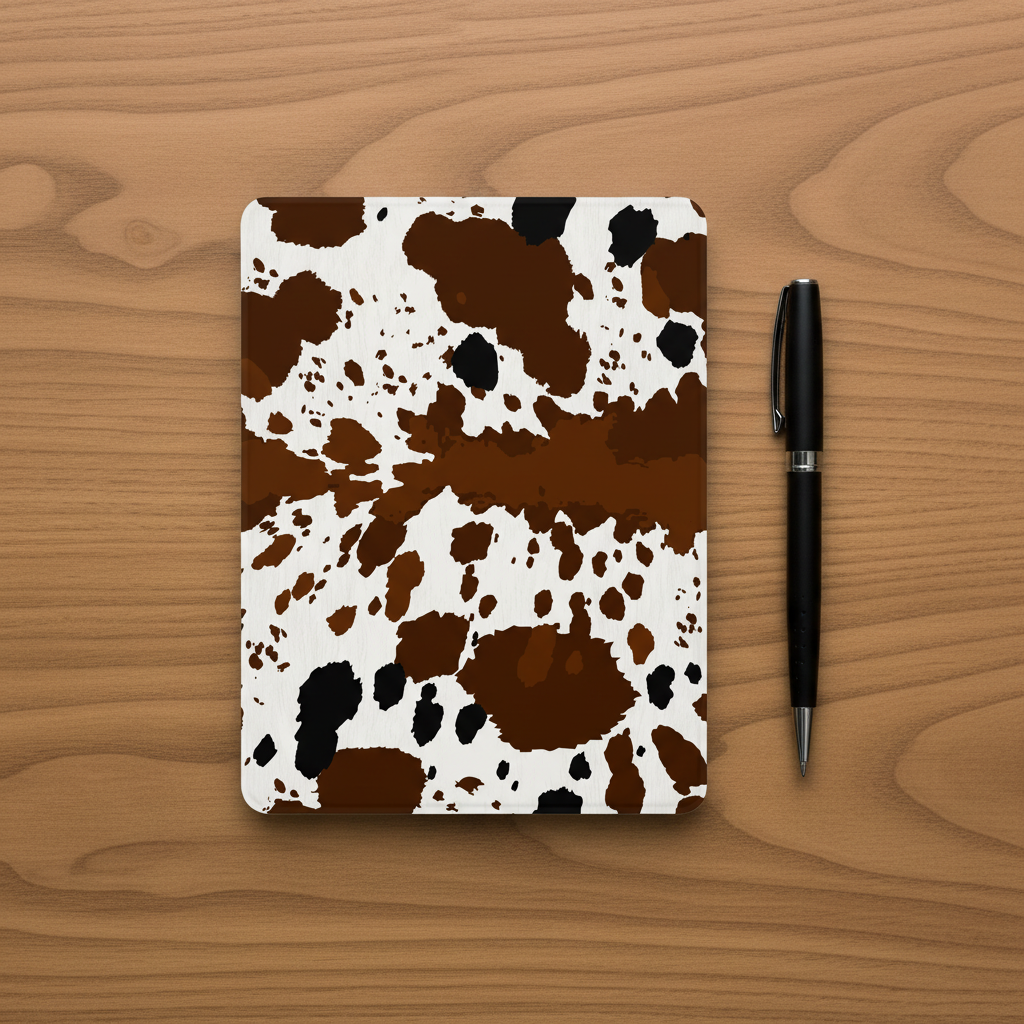 Cowhide Print Kindle Insert Flat Lay