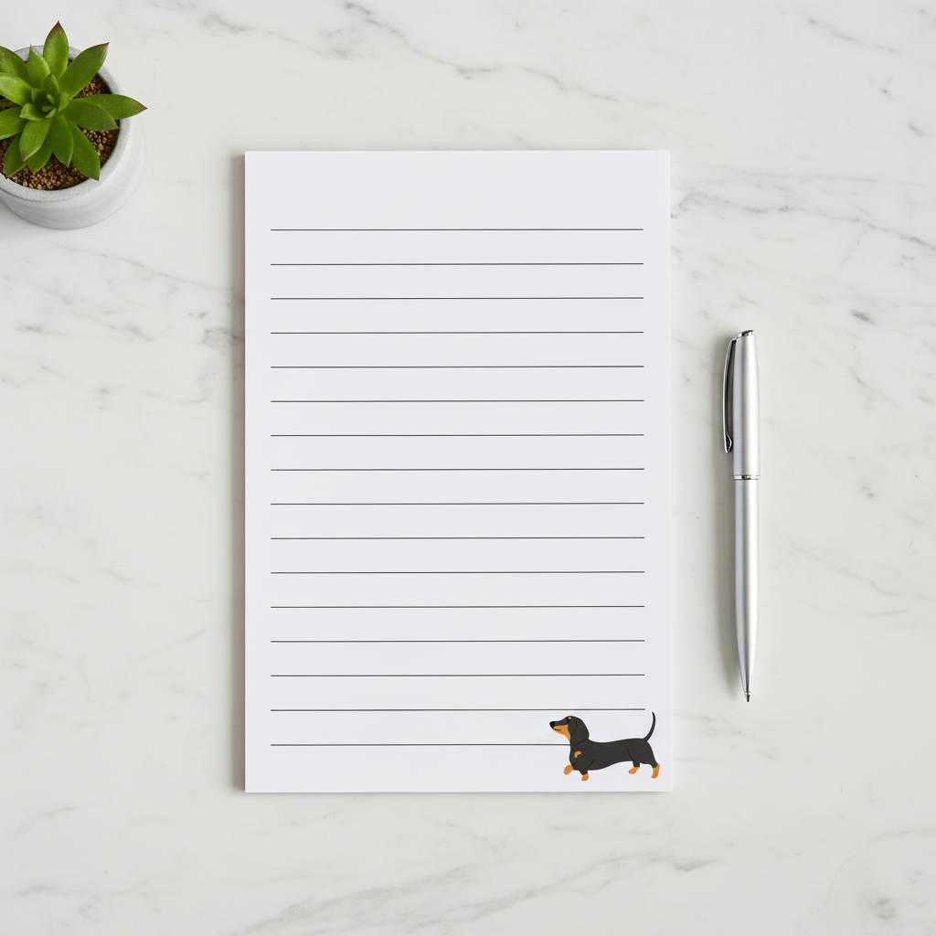 Dachshund Lined Tear Away Notepad Flat Lay