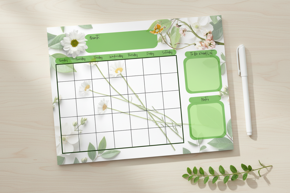 Floral Botanical Calendar Pad Product Photo