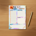 Floral Daily Planner Notepad Flat Lay