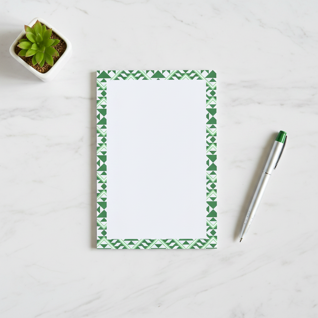 Green Geometric Tear Away Notepad Flat Lay