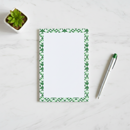 Green Geometric Tear Away Notepad Flat Lay