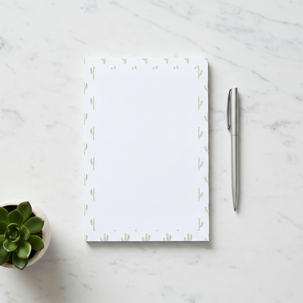 Minimalist Cactus Tear Away Notepad Flat Lay