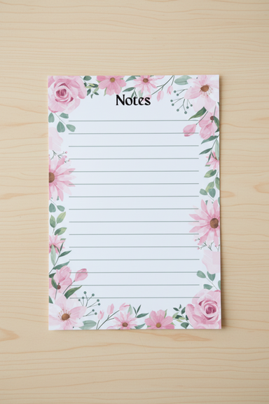 Pink Floral Notes Tear-Away Notepad