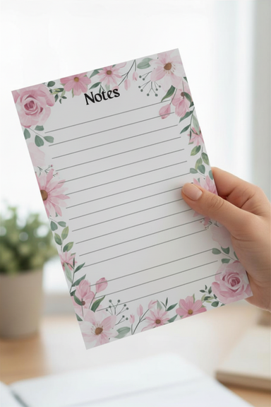 Pink Floral Notes Tear-Away Notepad