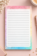 Pastel Confetti Notepad Mockup
