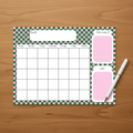 Pink Checker Monthly Calendar Pad Flat Lay