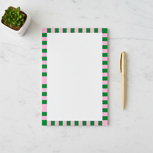 Pink & Green Checker Tear Away Notepad Flat Lay