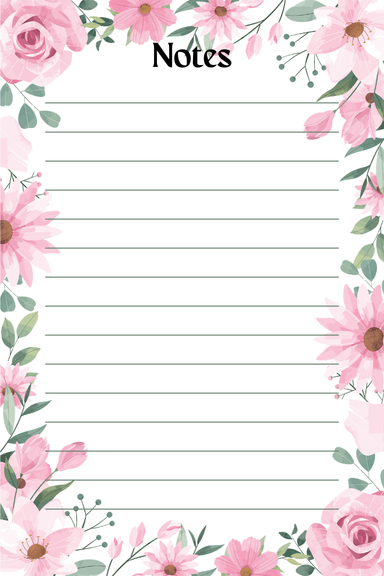 Pink Floral Notes Tear-Away Notepad