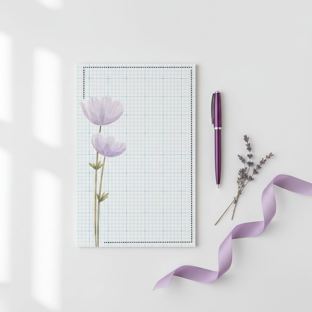 Purple Floral Grid Notepad Product Photo