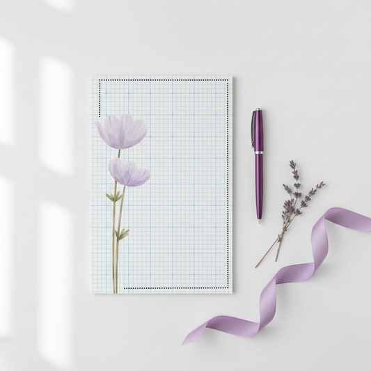 Purple Floral Grid Notepad Product Photo