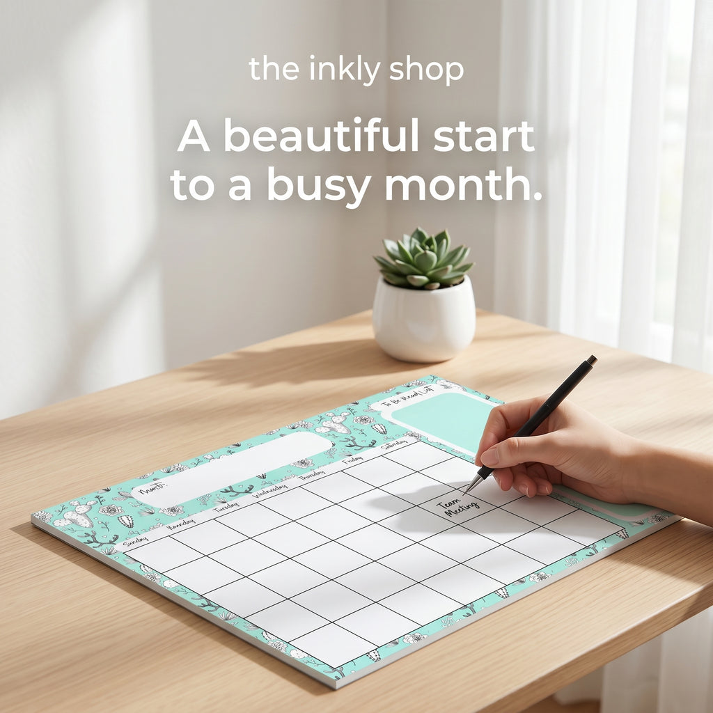 Mint Cactus Calendar Pad