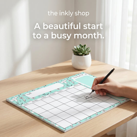 Mint Cactus Calendar Pad