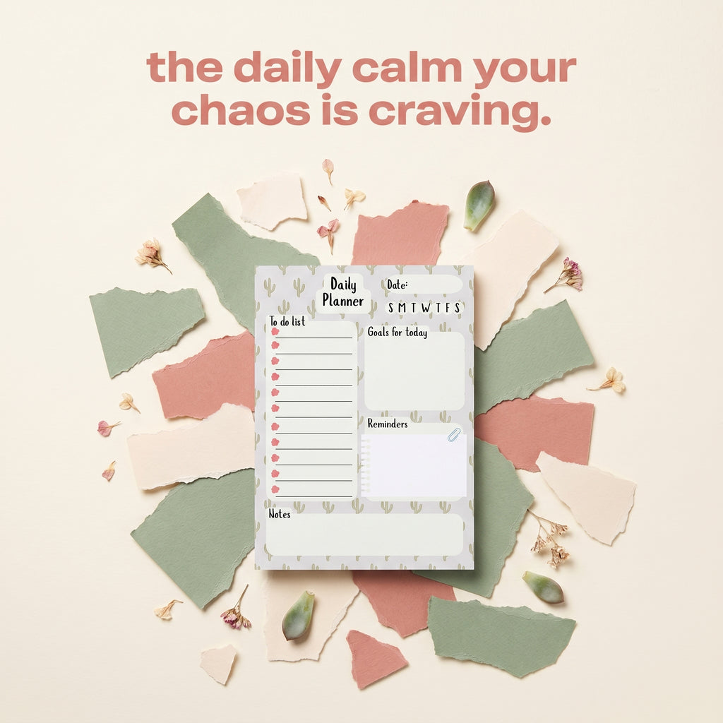 Minimalist Cactus Daily Planner Notepad