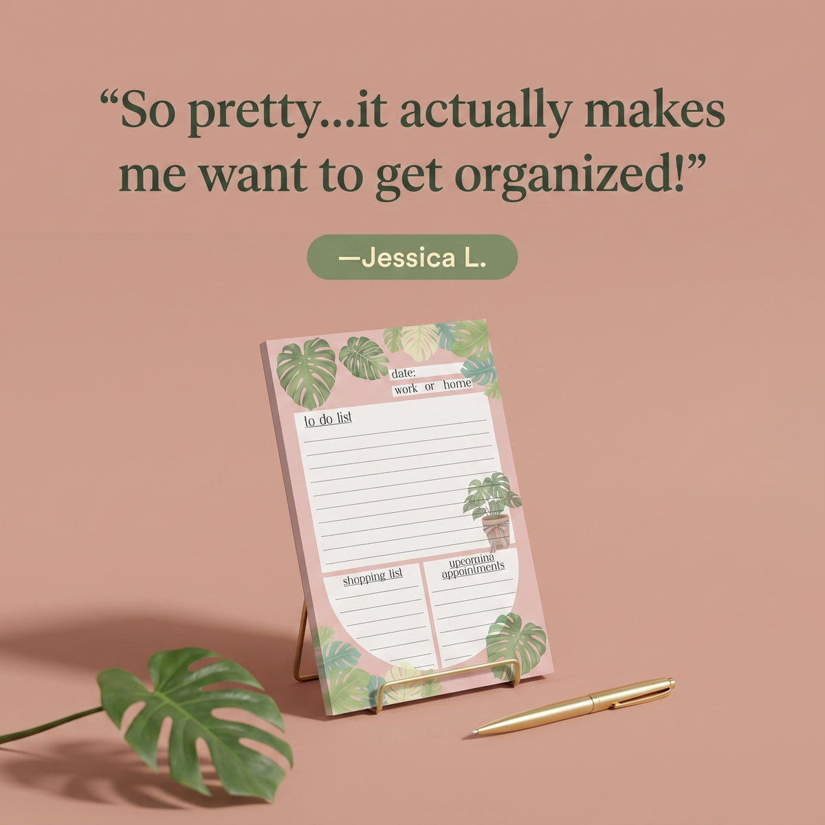 Monstera Daily Planner Tear-Away Notepad