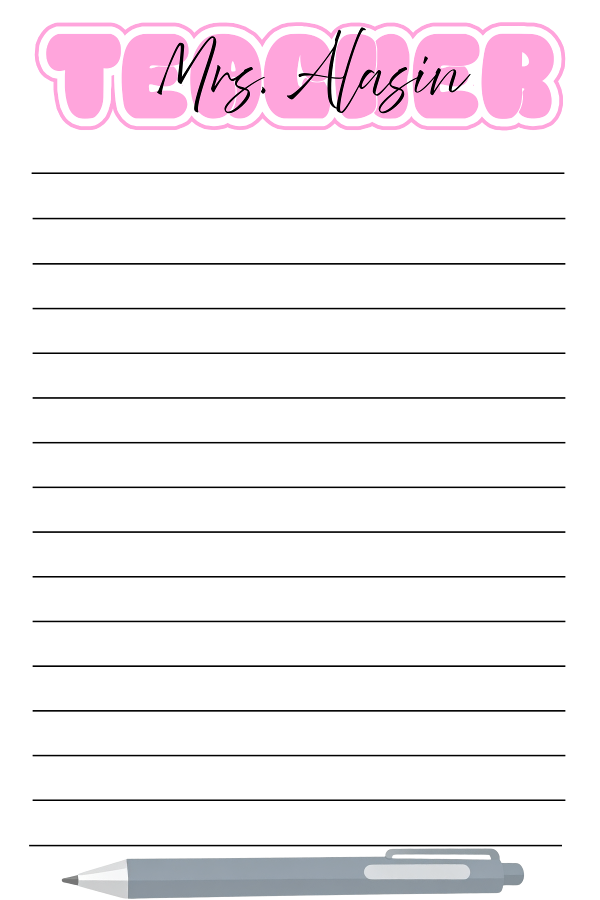 Teacher Personalized Tear-Away Notepad